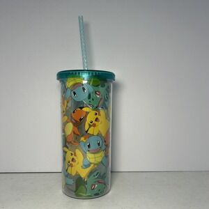 Pokemon Acrylic Tumbler 20oz Cup with Straw Drinking Glass